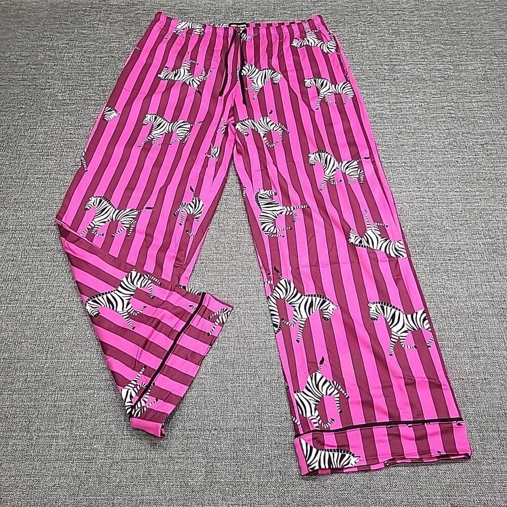 Room Service Cozy Lounge Pajama Set Sleepwear Printed Top Pants Large Size Pink - Picture 2 of 9